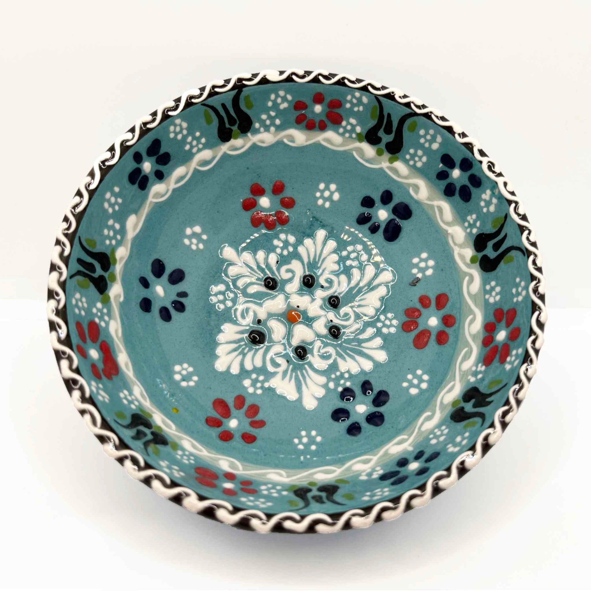Cuenco cerámica artesanal turca 10cm azul claro