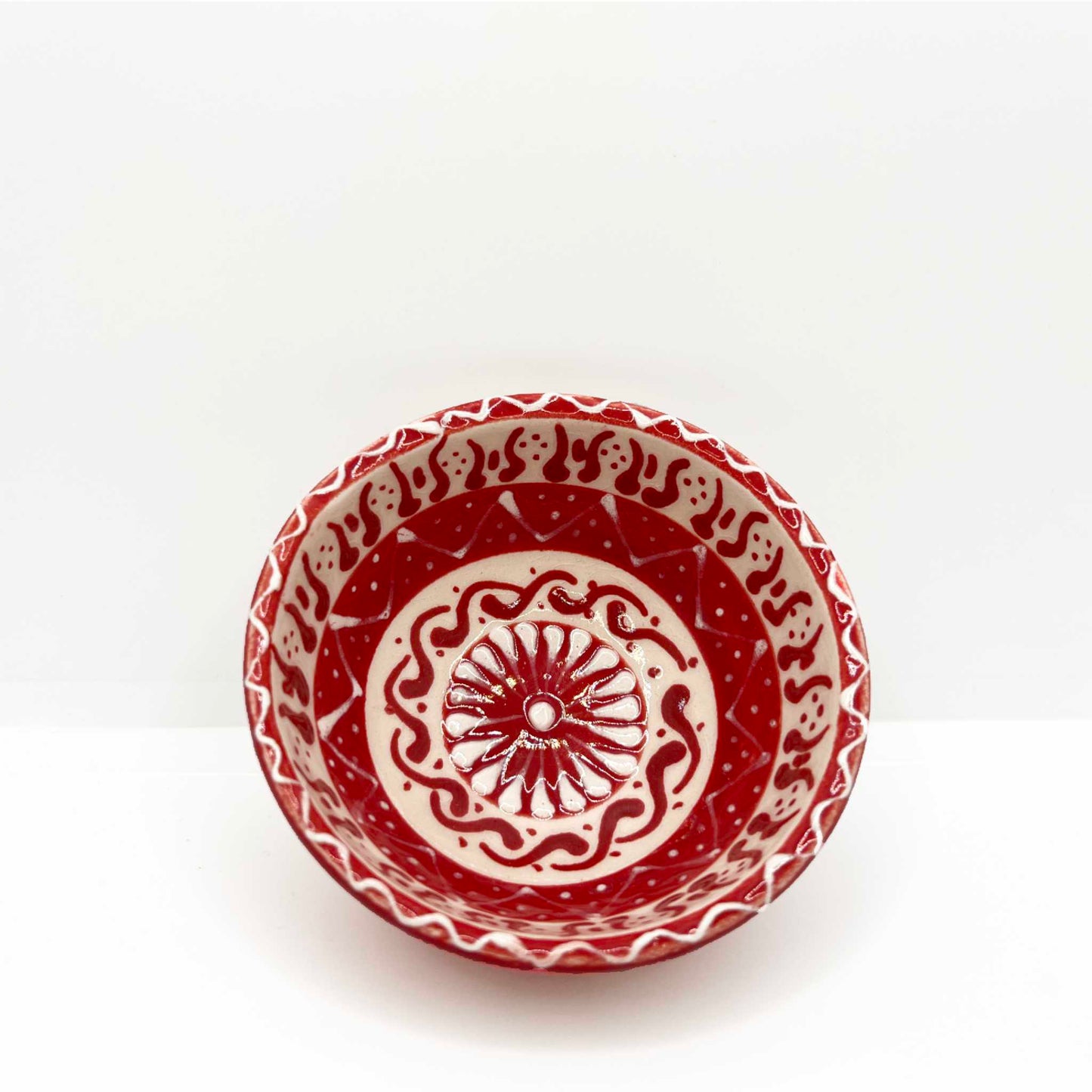 Cuenco de cerámica artesanal turca 5cm mesmerise rojo