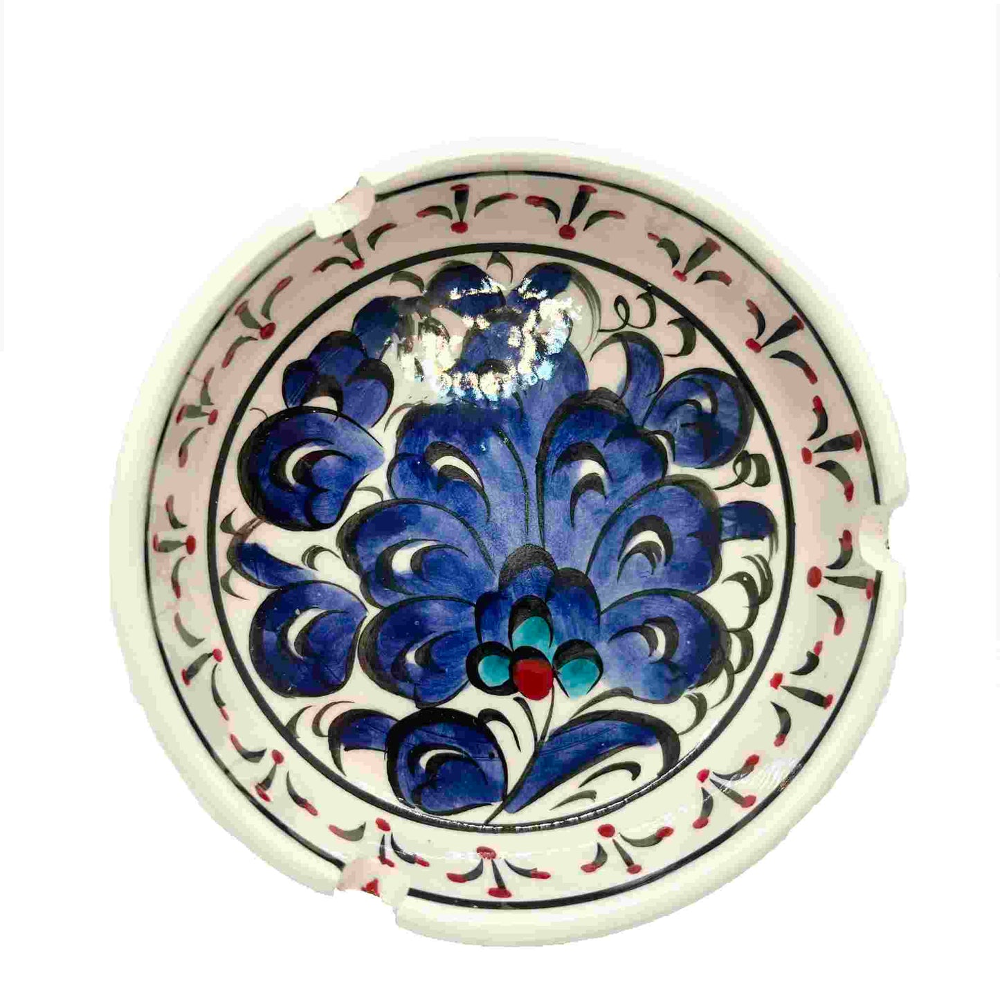 Cenicero de cerámica grande Lotus azul