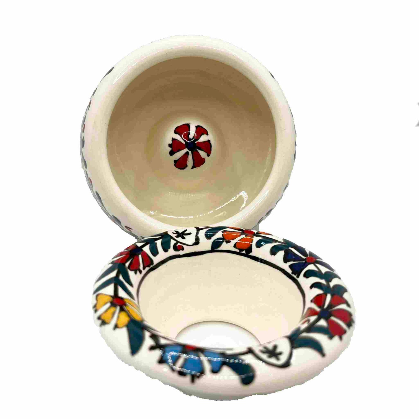Cenicero de cerámica con tapa Clove multicolor interior