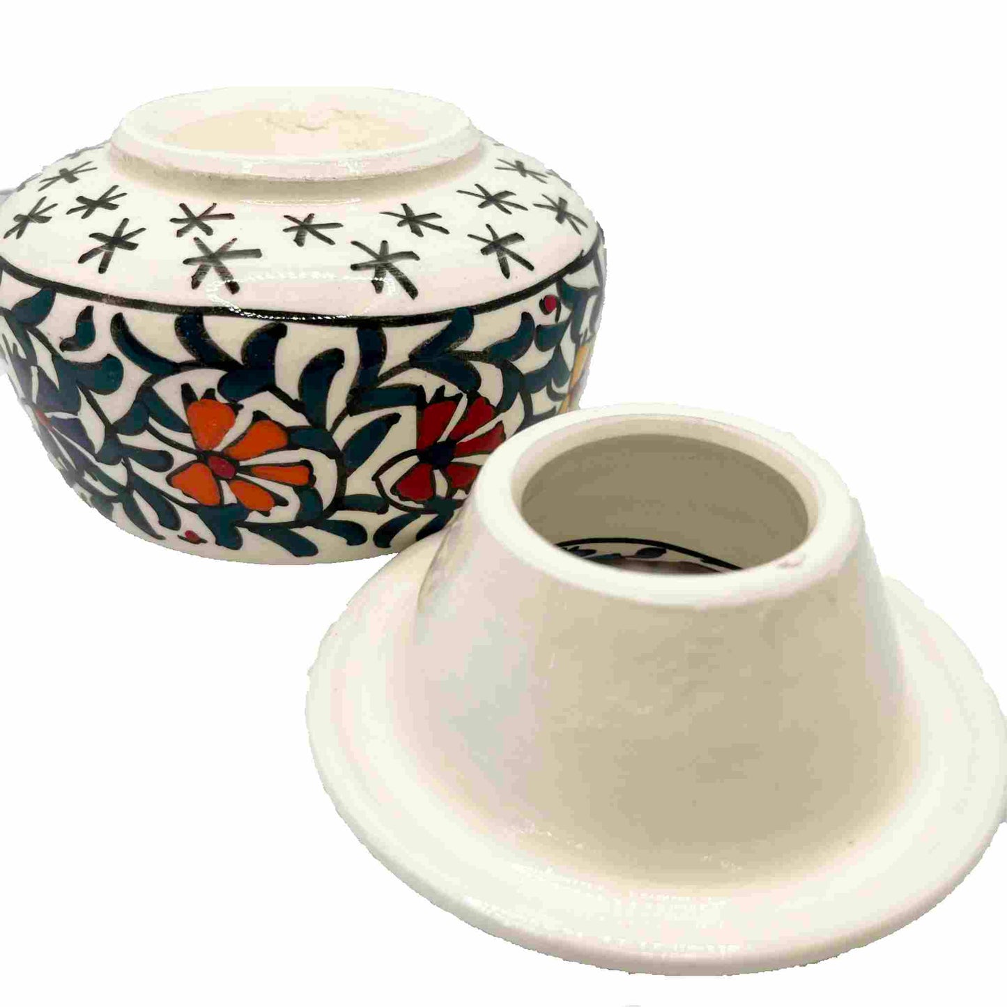 Cenicero de cerámica con tapa Clove rojo dorso