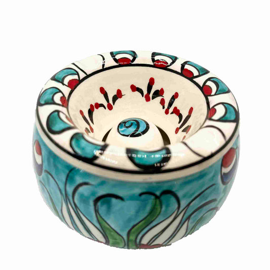 Cenicero de cerámica con tapa Tulip azul celeste