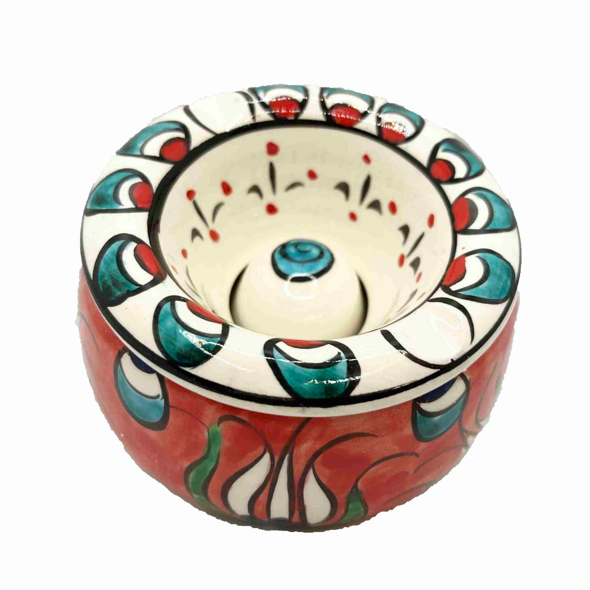 Cenicero de cerámica con tapa Tulip rojo
