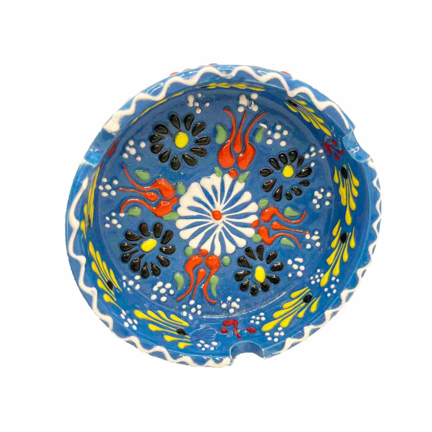 Cenicero de cerámica turca, artesanal, grande Lace azul claro