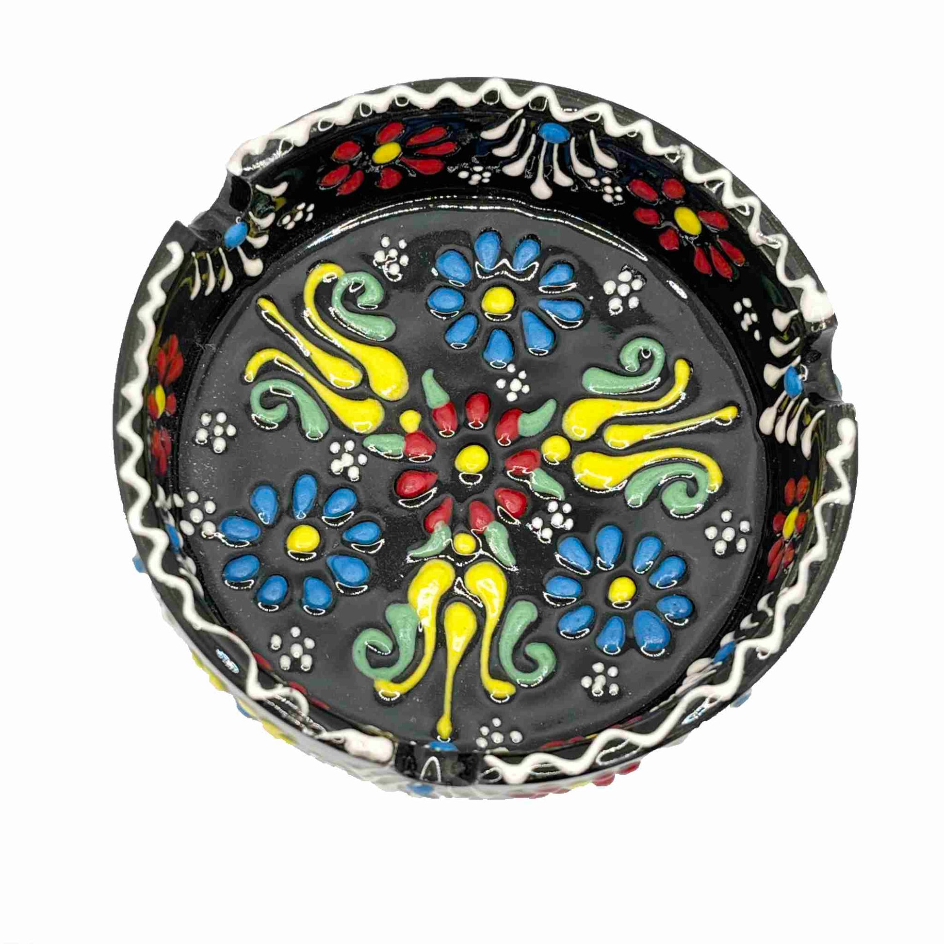 Cenicero de cerámica turca, artesanal, grande Lace marron