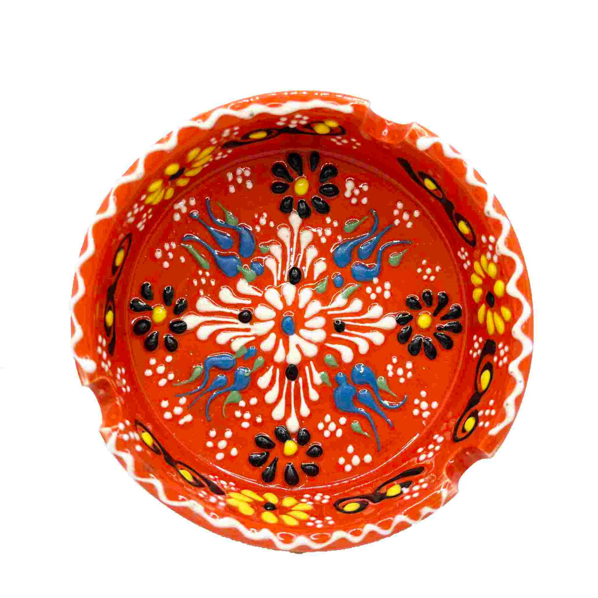 Cenicero de cerámica turca, artesanal, grande Lace naranja