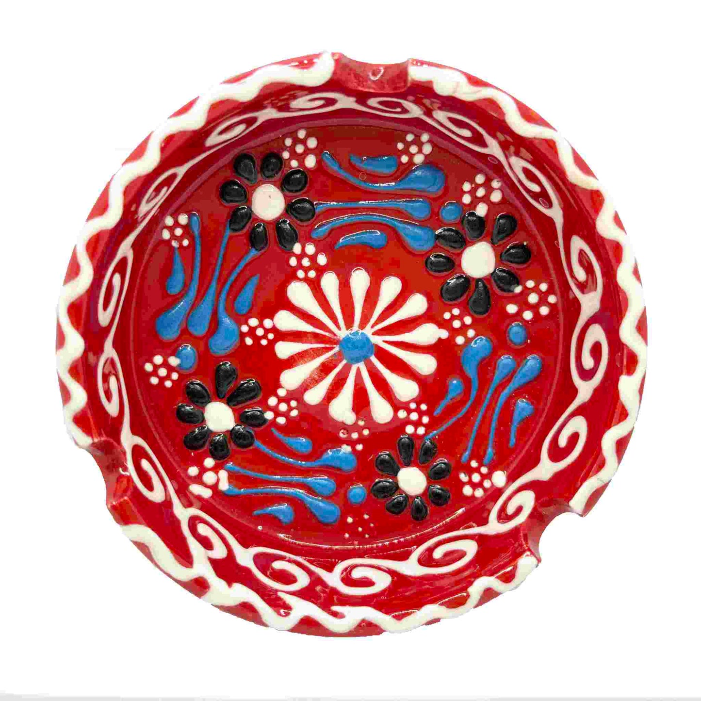 Cenicero de cerámica turca, artesanal, grande Lace rojo