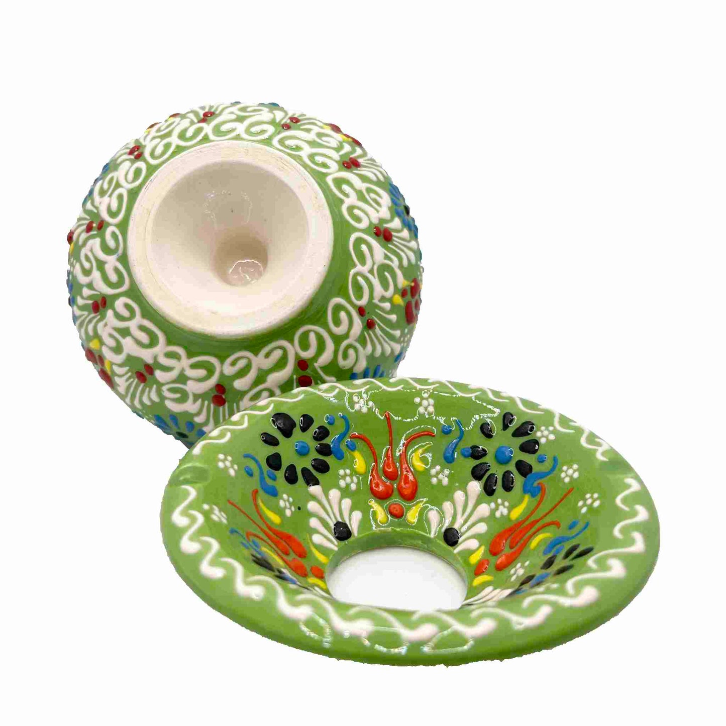 Cenicero de cerámica turca artesanal, con tapa Lace, dorso