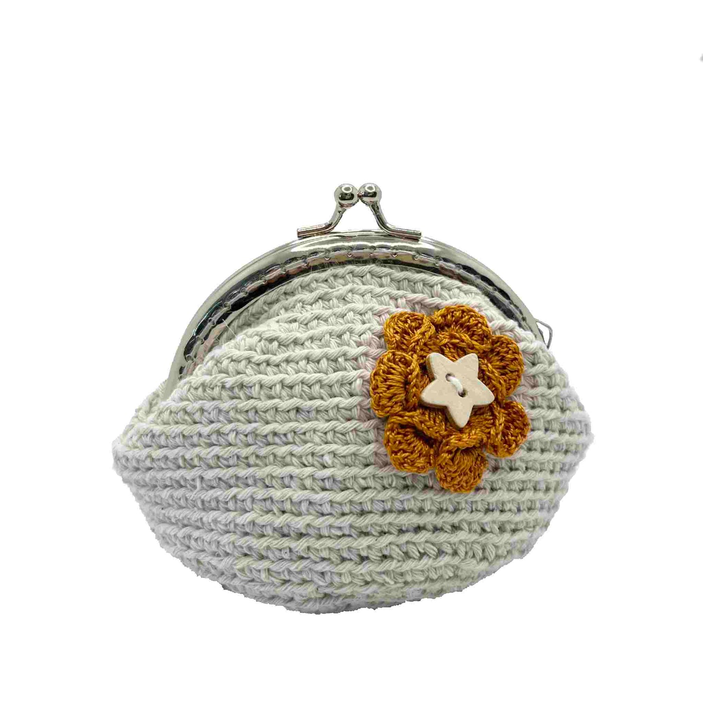 monedero crochet grande gris hecho a mano dorso.