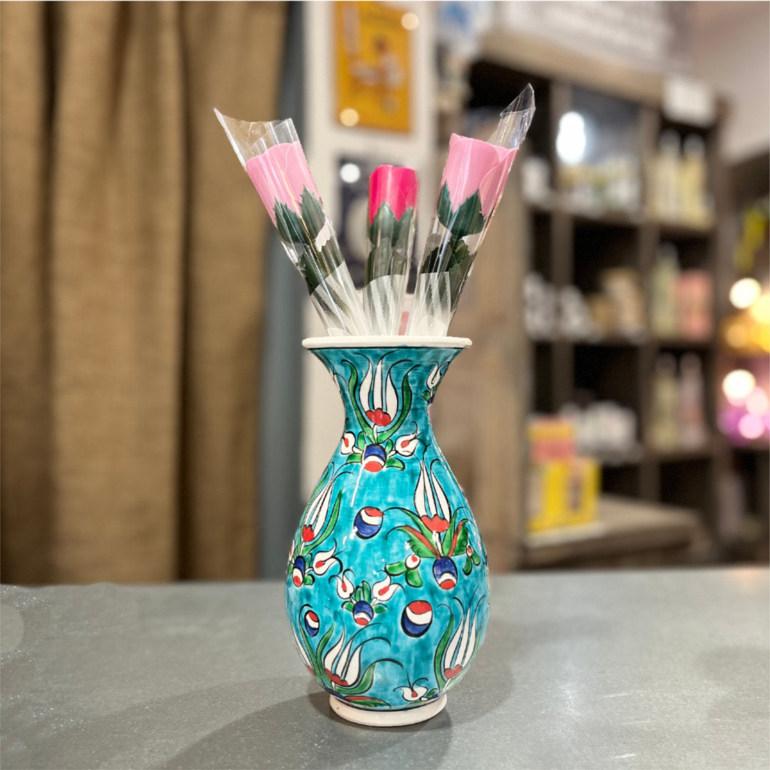 Jarrón de cerámica turca, hecho a mano, Tulip.