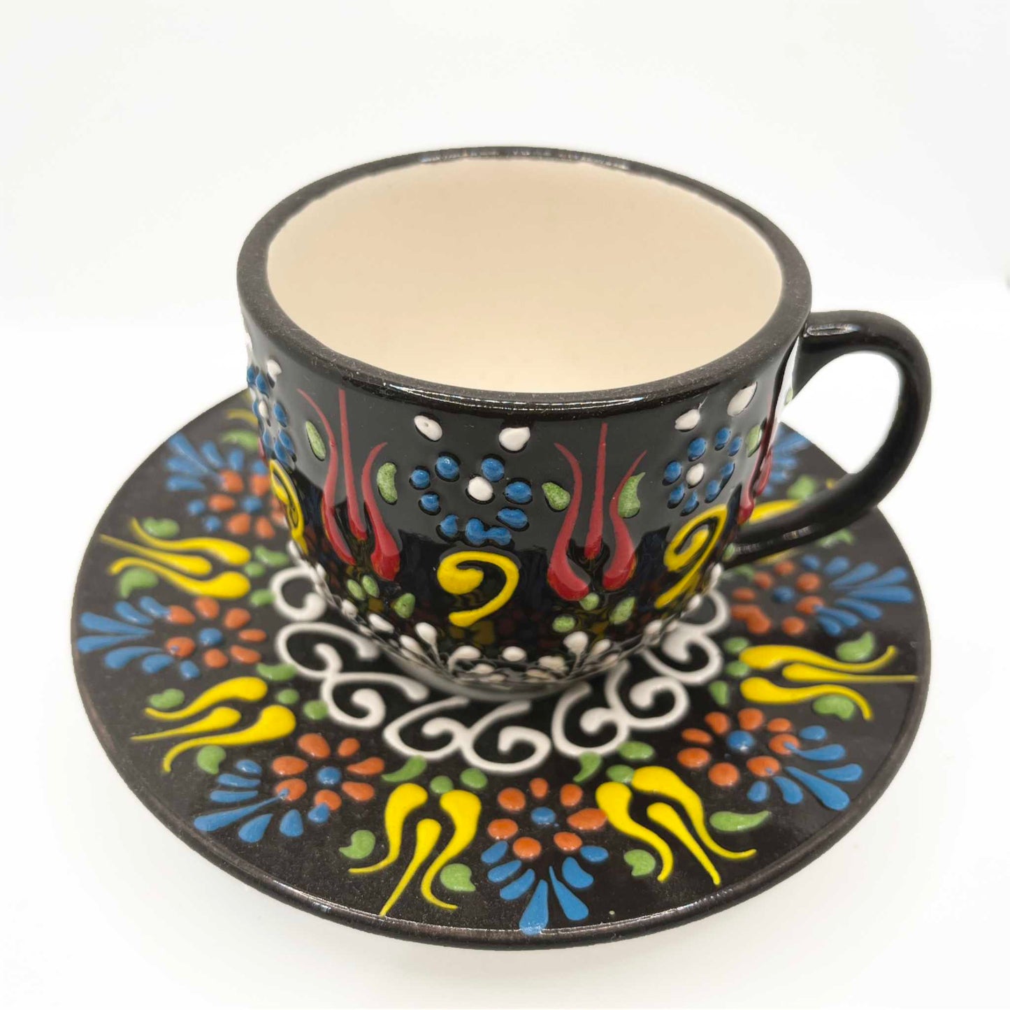 Juego de dos tazas de café con leche cerámica artesanal marron