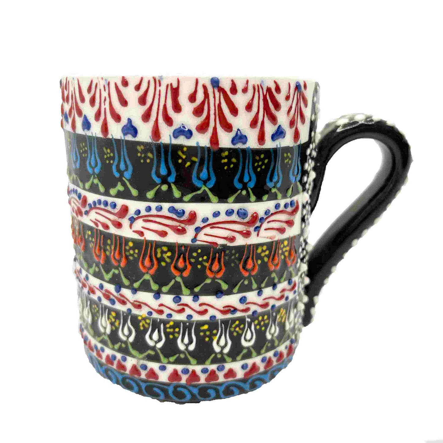 Taza mug de cerámica turca, artesanal Mesmerise multicolor.